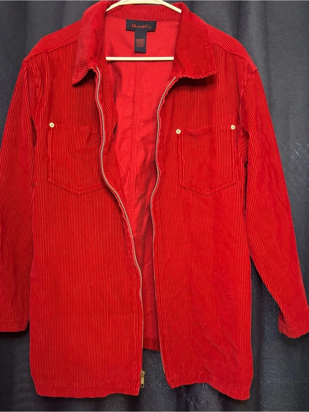 Vintage Denim & Co Red Corduroy Jacket Men’s M 100% Cotton Full Zip Hong Kong